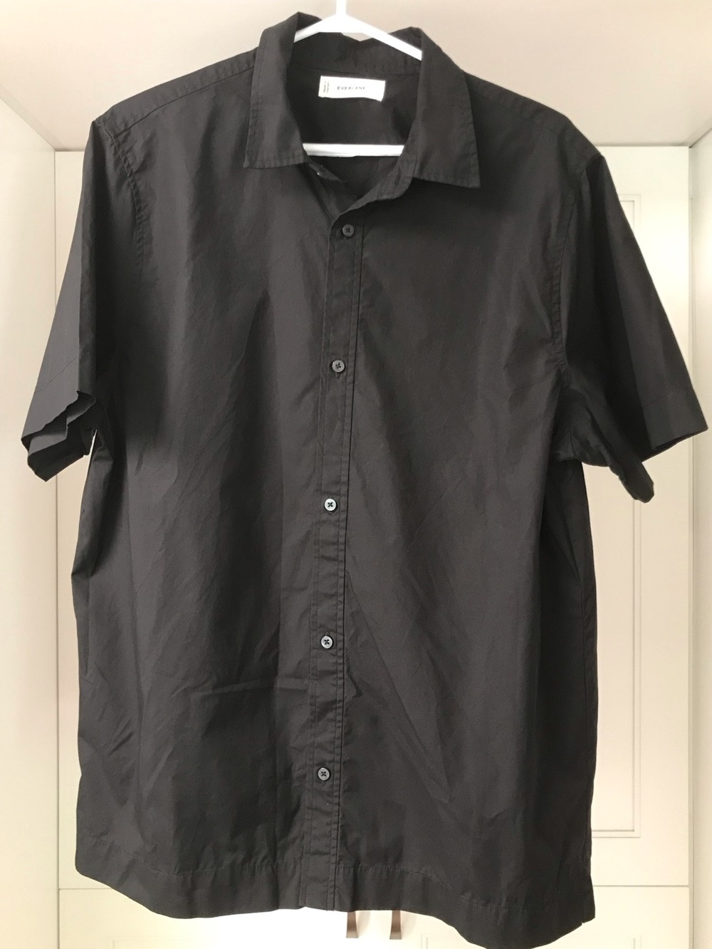 Men's Everlane 100% Supima Cotton Black Short-Sleeve Button-Up Shirt L